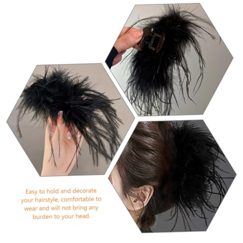 Homoyoyo Federn Haarklammer Schwarzer Federschmuck Eleganter Haarclip Damen Haaraccessoire für Dickes und Langes Haar Leicht zu Tragen und Vielseitig für Hochzeit Party und Alltag von Homoyoyo