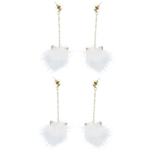 Homoyoyo Flauschige Kunstfell Ohrringe Mit Pom Pom Bommeln – 1 Paar Katzenohr Ohrhänger - Plüsch Anhänger Für Damen - Mädchen Und Ideal Als Winter Schmuck Oder Valentinstag von Homoyoyo