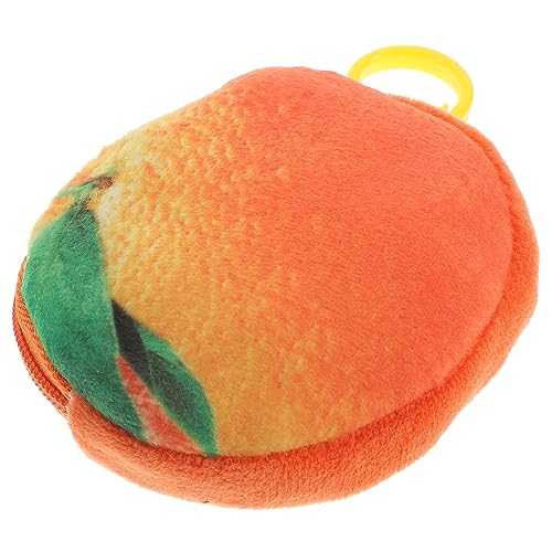 Homoyoyo Mini-geldbörse Mit Cartoon-obstform Flauschige Orangefarbene Plüschtasche Reißverschlussbeutel Mit Metallkette Für Bargeld Lippenstift Und Ausweis von Homoyoyo