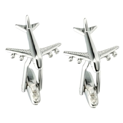 Homoyoyo Flugzeug Manschettenknöpfe Herren Silberfarben Elegantes Design Polierte Oberfläche Komfortabler Sitz Langlebige Vielseitig für Business und Festliche Hemden Geeignet von Homoyoyo