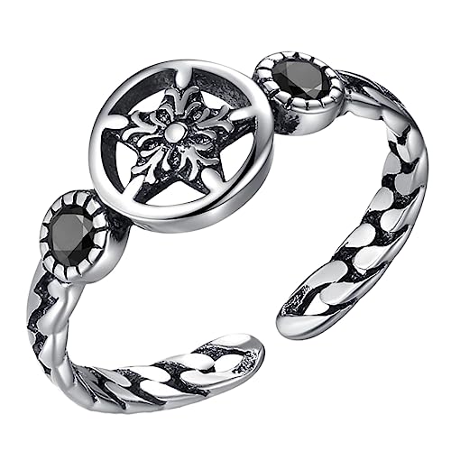Homoyoyo Fünf-Punkte-Sternhöhlenring Ringe Modellierring mit fünfzackigem Stern Sternring Vintage Knöchelring Fingerring- Frau offener Ring offener Zehenring Mädchenring Kupfer von Homoyoyo