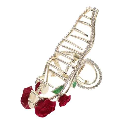 Homoyoyo Funkelnder Rosen Haarclip mit Strasssteinen Retro Haarklammer für Damen Fester Halt Rutschfest für Hochzeiten Brautjungfern und Stilvolle Hochsteckfrisuren von Homoyoyo