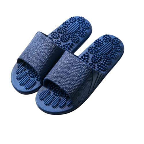Homoyoyo Fußmassage Badesandalen Rutschfest Leichte PVC Slipper für Hotel Zuhause Damen Herren Bequem Dunkelblau Massage Hausschuhe Spa von Homoyoyo
