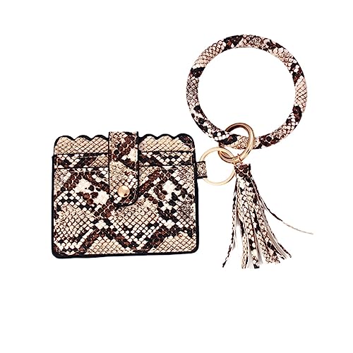 Homoyoyo Gepunkteter PU Schlüsselanhänger mit Quaste Multifunktionale Geldbörse für Frauen für Karten Kleingeld Langlebig Gelb von Homoyoyo