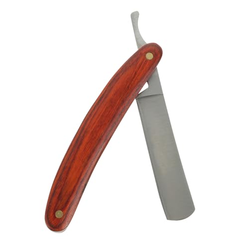 Homoyoyo Gerader Rasiermesser mit Holzgriff Manuelles Faltbares Bartschneidewerkzeug Langlebig und Leicht für Herren Bartpflege und Friseursalons Sicheres Design Tragbar und Platzsparend von Homoyoyo