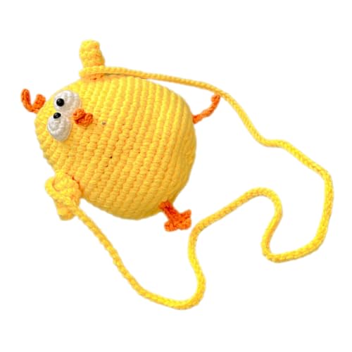 Homoyoyo Gewebte Tasche in Kükenform Junge Mädchen Geldbörse Umhängetasche Für Mädchen Süße Münztäschchen Gehäkelte Umhängetasche Praktisches Accessoire von Homoyoyo