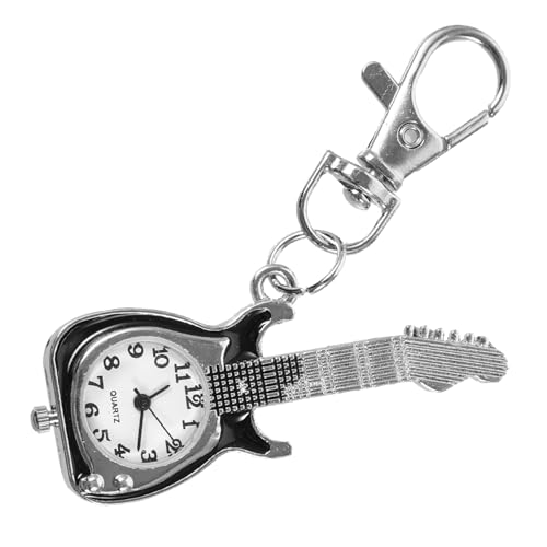 Homoyoyo Gitarrenförmiger Schlüsselanhänger Mit Taschenuhr Tragbare Quarz-taschenuhr Mit Arabischem Digitalzifferblatt Exquisiter Und Filigraner Schlüsselanhänger Für Auto Und von Homoyoyo