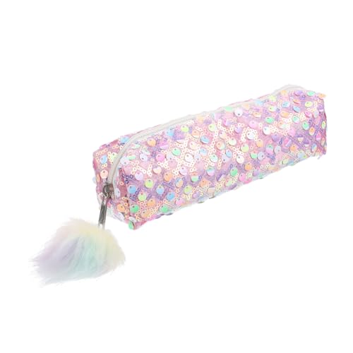 Homoyoyo Schreibwarenbeutel Aus Pet-Polyester Rosa Glitzer-federmäppchen Stifte-Organizer Mit Reißverschluss Platz Für Bleistifte Lineale Notizzettel Radiergummis Für Studenten von Homoyoyo