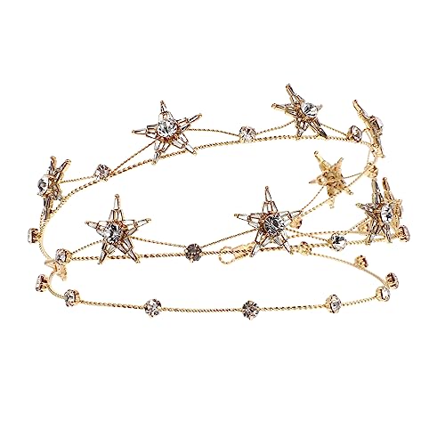 Homoyoyo Goldene Hochzeit Tiara mit Funkelnden Sternen Leichtes Diadem für Braut Brautjungfern und Festliche Anlässe Eleganter Haarschmuck mit Strahlenden Kristallen Komfortables von Homoyoyo
