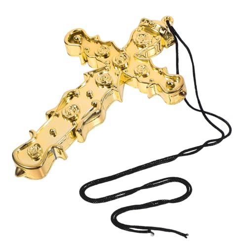 Homoyoyo Goldene Kreuzkette Plastik Charm Halloween Cosplay Schmuck Unisex Kostüm Schmuck Zubehör für Männer und Frauen von Homoyoyo