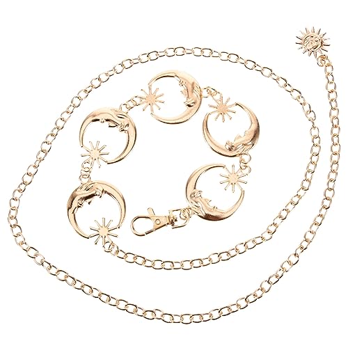 Homoyoyo Goldene Taillenkette für Frauen Verstellbarer Gürtel mit Sternmuster Elegantes Accessoire für Abendpartys Hochzeiten Cocktailpartys Robuste Langlebige von Homoyoyo