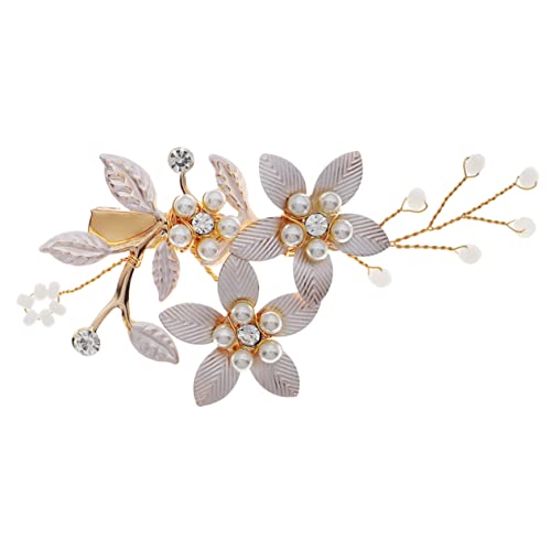 Homoyoyo Goldener Braut Haarclip mit Strass und Perlen Eleganter Haarschmuck für Hochzeit und Festliche Anlässe Zierliches Headpiece für Damen Kreativer Schmuck für Lebendige von Homoyoyo