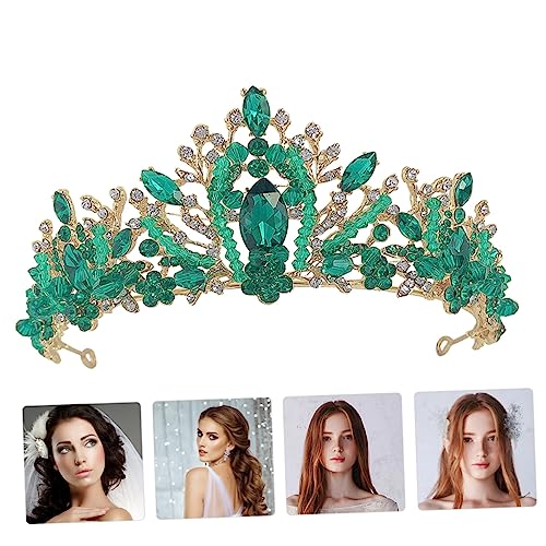 Homoyoyo Goldfarbene Brautkrone mit Grünem Handgefertigtes Leichtes Haarschmuck Accessoire für Hochzeit Verlobung und Brautstyling Komfortabel und Langlebig Passend für Frauen und Mädchen von Homoyoyo