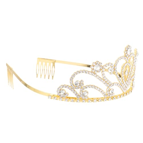 Homoyoyo Goldfarbene Metall Tiara mit Liebesherz Design Eleganter Brautschmuck Zarter Haarschmuck für Hochzeit Party und Festliche Anlässe Leicht und Hautfreundlich von Homoyoyo