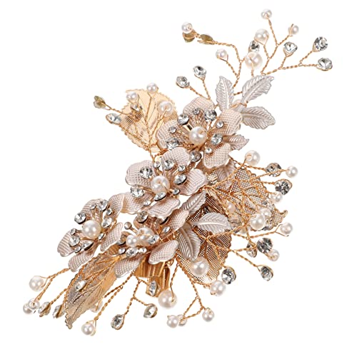 Homoyoyo Goldfarbener Metall Haarclip mit Design Strassverziert Verstellbar Eleganter Brautschmuck für Hochzeit Verlobung Abschlussball und Festliche Anlässe von Homoyoyo