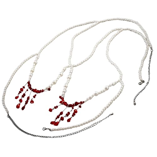 Homoyoyo Gothic Body Chain für Frauen Leichte Bikini Körperkette mit Perlen und Tropfen Quaste Vintage Schmuck für Halloween Party Verstellbar und Komfortabel und von Homoyoyo