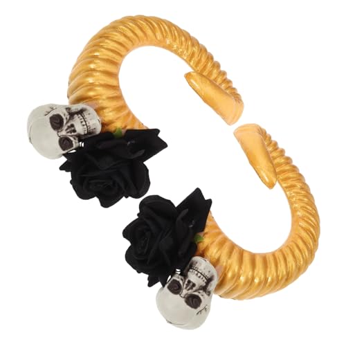 Homoyoyo Gothic Haarspange mit Schafshorn und Rosenblüte Langlebiges Halloween Haarschmuck für Frauen Vielseitig als Haarclip und Kostümzubehör Robust und Einfach zu Tragen von Homoyoyo