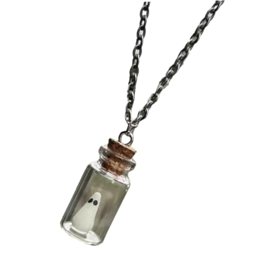 Homoyoyo Gothic Halskette mit Handgefertigtem Glasflaschen Anhänger Leuchtet im Dunkeln Kleiner Flaschenanhänger mit Korkverschluss Dekorativer Halloween Schmuck für Damen und Herren von Homoyoyo