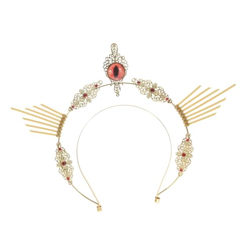 Homoyoyo Gothic Lolita Halloween Haarreif mit Goldener Dämonen Augen Krone Cosplay Stirnband für Damen Festlicher Kopfschmuck für Party und Karneval von Homoyoyo