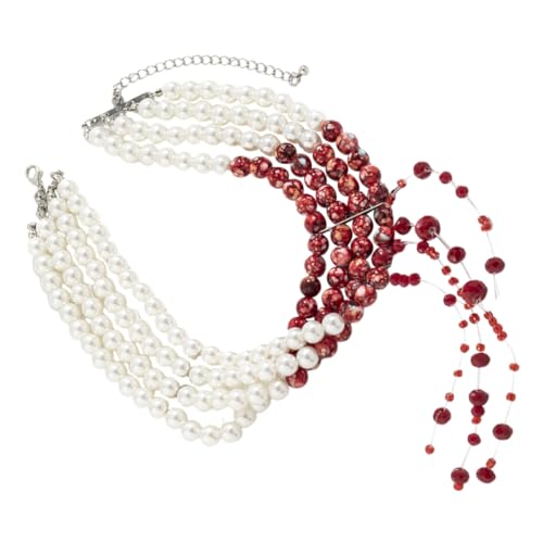 Homoyoyo Gothic Perlenkette Damen Mehrschichtig Verstellbar Halskette Clavicle Necklace für Halloween Vintage Schmuck von Homoyoyo