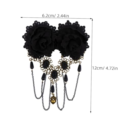 Homoyoyo Gotische Haarnadel mit Floraler Quaste Schwarzer Spitzen Haarschmuck für Damen Halloween Cosplay Accessoire Eleganter Handgefertigter Haarklammer Langlebiges Polyestermaterial von Homoyoyo