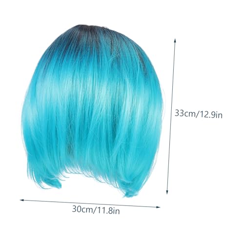 Homoyoyo Gradient Color Bob Perücke Kurz Gerade Cosplay Party Perücke Damen Hochtemperaturseide Atmungsaktiv Komfortabel Hautfreundlich von Homoyoyo