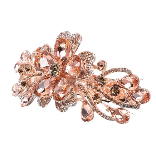 Homoyoyo Große Haarklammer mit Blumenmotiv und Strasssteinen Modische Haarspange für Damen Vielseitiges Haarzubehör für Stilvolle Frisuren bei Hochzeit Party und Alltag Langlebiger von Homoyoyo