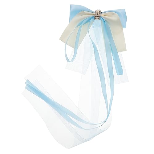 Homoyoyo Große Haarschleife Haarclip mit Langem Tüllstreamer Eleganter Einfarbiger Schleifen Clip für Hochsteckfrisuren Stilvolle Haarklammer für Frauen Geeignet für Hochzeit Party und von Homoyoyo