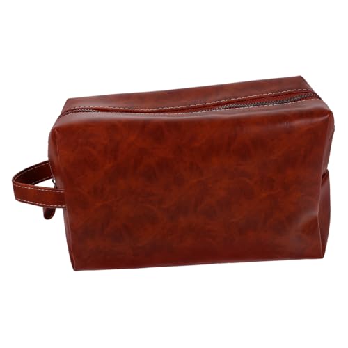 Homoyoyo Große Kapazität Vintage PU Leder Kulturtasche Herren Damen Tragbare Kosmetiktasche Reise Waschbeutel Make up Organizer Robust und Stilvoll von Homoyoyo