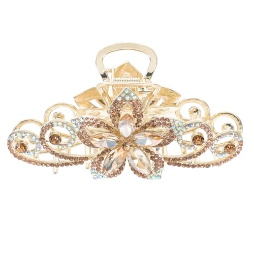 Homoyoyo Große Krallen Haarspange mit Strass und Blumen Accessoire Robustes Design für Festen für Mädchen und Langlebig Champagnerfarbe von Homoyoyo