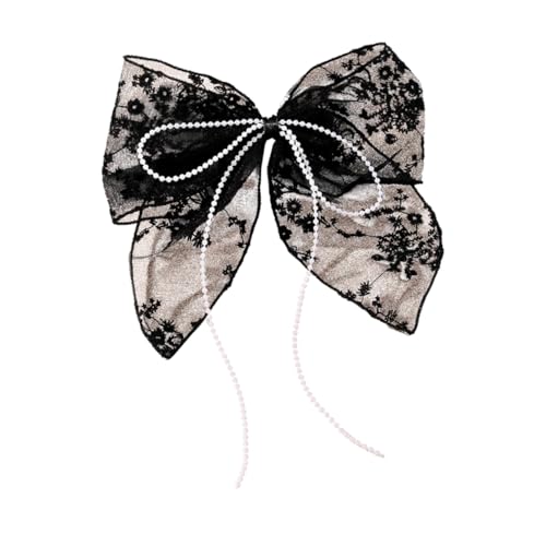 Homoyoyo Große Spitzen Haarklammer mit Schleifen Design und Perlenquasten Eleganter Haarschmuck für Damen Vintage Stil für Rückenhaare Leicht und Tragbar Schwarzes Haaraccessoire Homoyoyo Große Spitzen Haarklammer mit Schleifen Design und Perlenquasten Eleganter Haarschmuck für Damen Vintage Stil für Rückenhaare Leicht und Tragbar Schwarzes Haaraccessoire von Homoyoyo