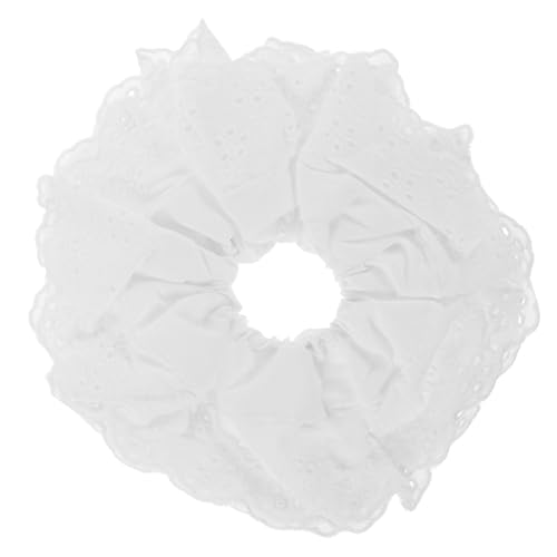 Homoyoyo Großer Elastischer Haargummi mit Doppellagiger Weißer Spitzenborte Französischer Stil Zarter Haarschmuck für Damen und Mädchen Vielseitiger Ponytail Holder für Hochzeit Party und von Homoyoyo