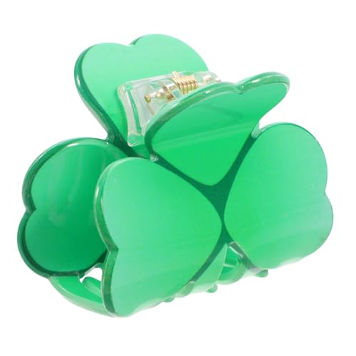 Homoyoyo Grüne Shamrock Haarklammern aus Robustem Acryl Haarspangen für Damen und Mädchen Vielseitige Seiten und Stirnfrisuren Patricks Day Haarschmuck Trendige Kleeblatt Haarclips von Homoyoyo