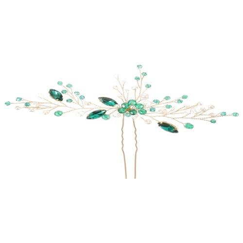 Homoyoyo Grüne U Förmige Haarnadel mit Strass Handgefertigt Langlebiges Legierungs Material Eleganter Brautschmuck für Hochzeit und Brautjungfern Komfortabel und Sicherer Dekoratives von Homoyoyo