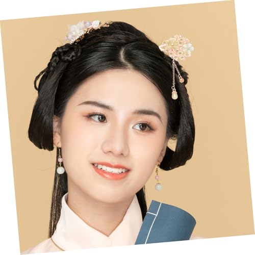 Homoyoyo Grüner Haarstab mit Quaste Klassischer Blumen Haarschmuck aus Legierung mit Katzenaugenstein Eleganter Haarschmuck für Frauen Geeignet für Hanfu Festival Cosplay von Homoyoyo