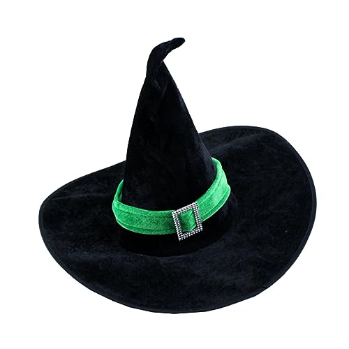 Homoyoyo Grüner Hexenhut Für Damen – Velours Hexenhut Im McGonagall-Stil - Perfektes Kostüm Accessoire Für Halloween Und Cosplay Veranstaltungen Ideal Für Zauberhafte Auftritte von Homoyoyo