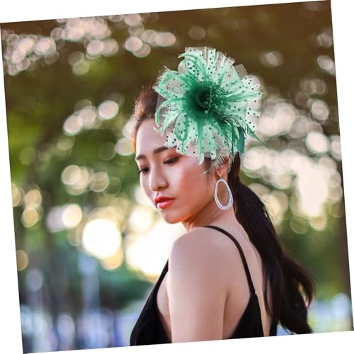 Homoyoyo Grüner Netzstoff Fascinator Haarschmuck Damen Braut Hochzeit Cocktail Party Cosplay Kopfschmuck Leicht Atmungsaktiv Elegant für Festliche Anlässe und Teepartys von Homoyoyo