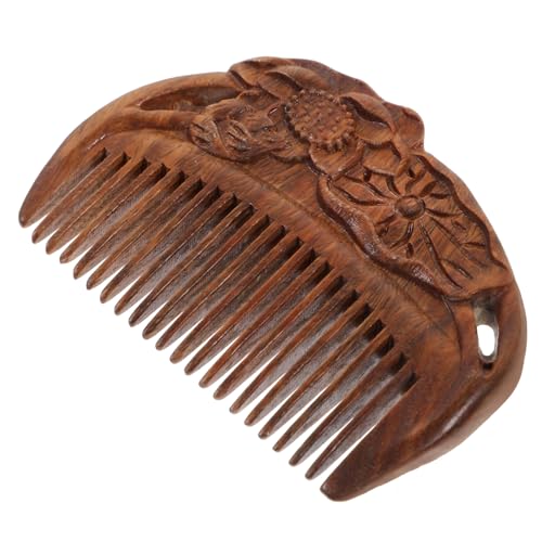 Homoyoyo Grüner Sandelholz Kamm mit Lotusblumen Design Zähne für Sanfte Kopfmassage Entspannend Natürlicher Kamm für Frauen und Mädchen zu Weihnachten und Geburtstag Zufällige Farbe von Homoyoyo