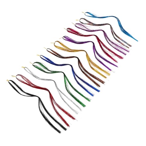 Homoyoyo Haar Lametta mit Farben Glitzernde Haarsträhnen zum Einflechten Häkelnadel Silikonringen Haargummi Haarklammern Wiederverwendbar Sicher und Vielseitig für Stylings von Homoyoyo