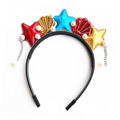 Homoyoyo Haarband Mit Meeresmotiv Für Junge Mädchen Meerjungfrau-design Seestern-muschel-accessoire Verformungsfreies Material Party-kostüm-schmuck Rot von Homoyoyo