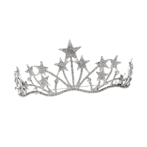 Homoyoyo Haarband Stirnband für Damen Silberne Haarschmuck Krone Strassbesetztes Prinzessin Haarband als Brautschmuck für Hochzeit und Festliche Anlässe von Homoyoyo