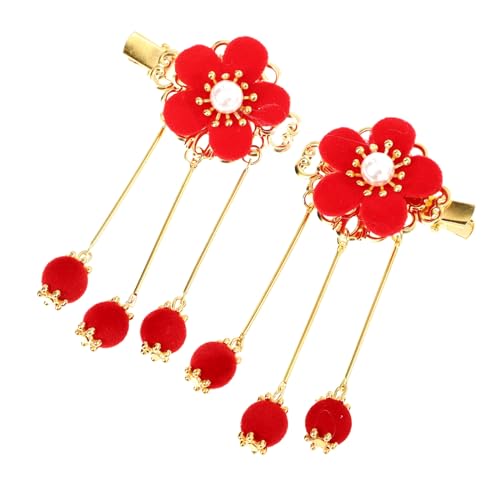 Homoyoyo Haarclips Blumen Haarklammern mit Quaste Chinesischer Stil Haarschmuck für Mädchen Haarnadeln Haarklammer für Junge Mädchen von Homoyoyo