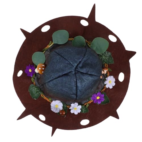 Homoyoyo Halloween Hexenhut aus Filz Handgefertigt Robust und mit Pilz und Blumenverzierung Vielseitiger Zaubererhut für Erwachsene für Halloween Partys Cosplay und Fotorequisiten von Homoyoyo
