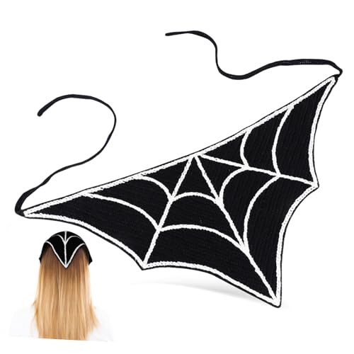 Homoyoyo Halloween Spider Web Bandana Kopfband Dreieckstuch mit Verstellbarem Bindetyp Atmungsaktives Haaraccessoire Damen Einzigartiges Spinnennetz design für Halloween Kostüm und Alltag von Homoyoyo
