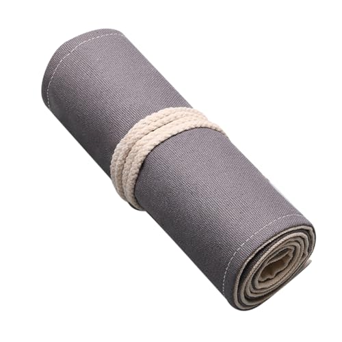 Homoyoyo Handgefertigte Graue Canvas Stifterolle mit Fächern Großer Kapazität Langlebiger Tragbarer Pencil Holder für Künstler Skizzen und Zeichnungen Praktischer Roll up Organizer von Homoyoyo