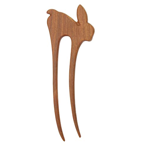 Homoyoyo Handgefertigte Holz Haarnadel mit Hasenmotiv Langer Glatter Haarstab im Chinesischen Stil Sanfter Haarschmuck für Frauen und Mädchen zum Fixieren Verschiedener Frisuren bei Alltag von Homoyoyo