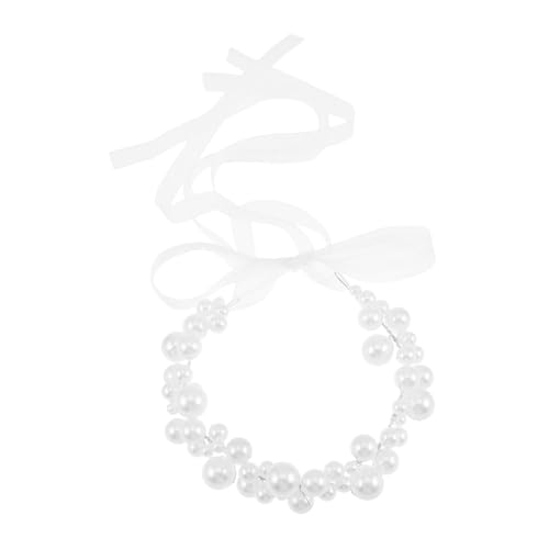 Homoyoyo Handgefertigtes Braut Haarband mit Weißen Kunstperlen Diadem für Hochzeit Braut und Brautjungfern Feines Perlen Stirnband als Edles Hochzeits Accessoire von Homoyoyo