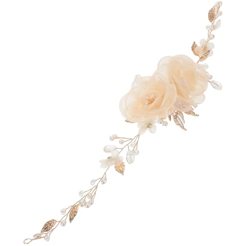 Homoyoyo Blumenhaarband Für Hochzeit Perlenkopfschmuck Mit Blattmotiven Haarschmuck Für Brautjungfern Federleichtes Design Für Party Und Fotoshootings von Homoyoyo