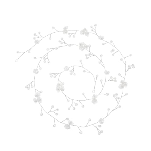 Homoyoyo Handgefertigtes Haarschmuck Perlen Muschel Blüten Haarband Verlängerte Kette Silber Damen Braut Hochzeit Party Frisur Zubehör von Homoyoyo