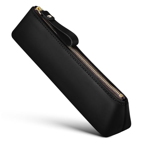 Homoyoyo Handgefertigtes Leder Federmäppchen Für Stifte Und Marker Vintage Design Für Schule Und Reisen Elegantes Und Praktisches Schreibwarenetui Schwarze Farbe von Homoyoyo